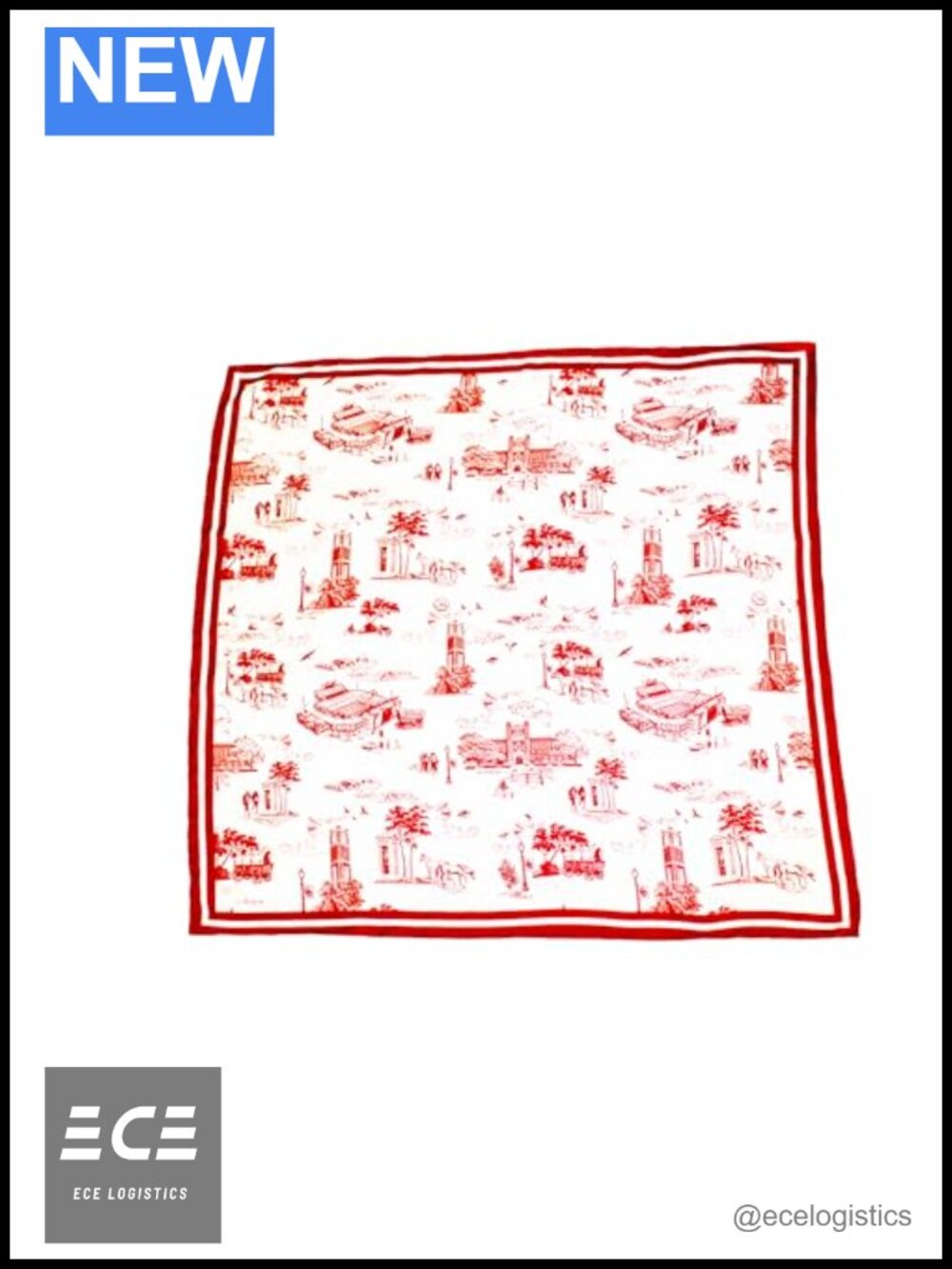 100% Silk University of Oklahoma Toile Scarf 34x34 Officially Licensed